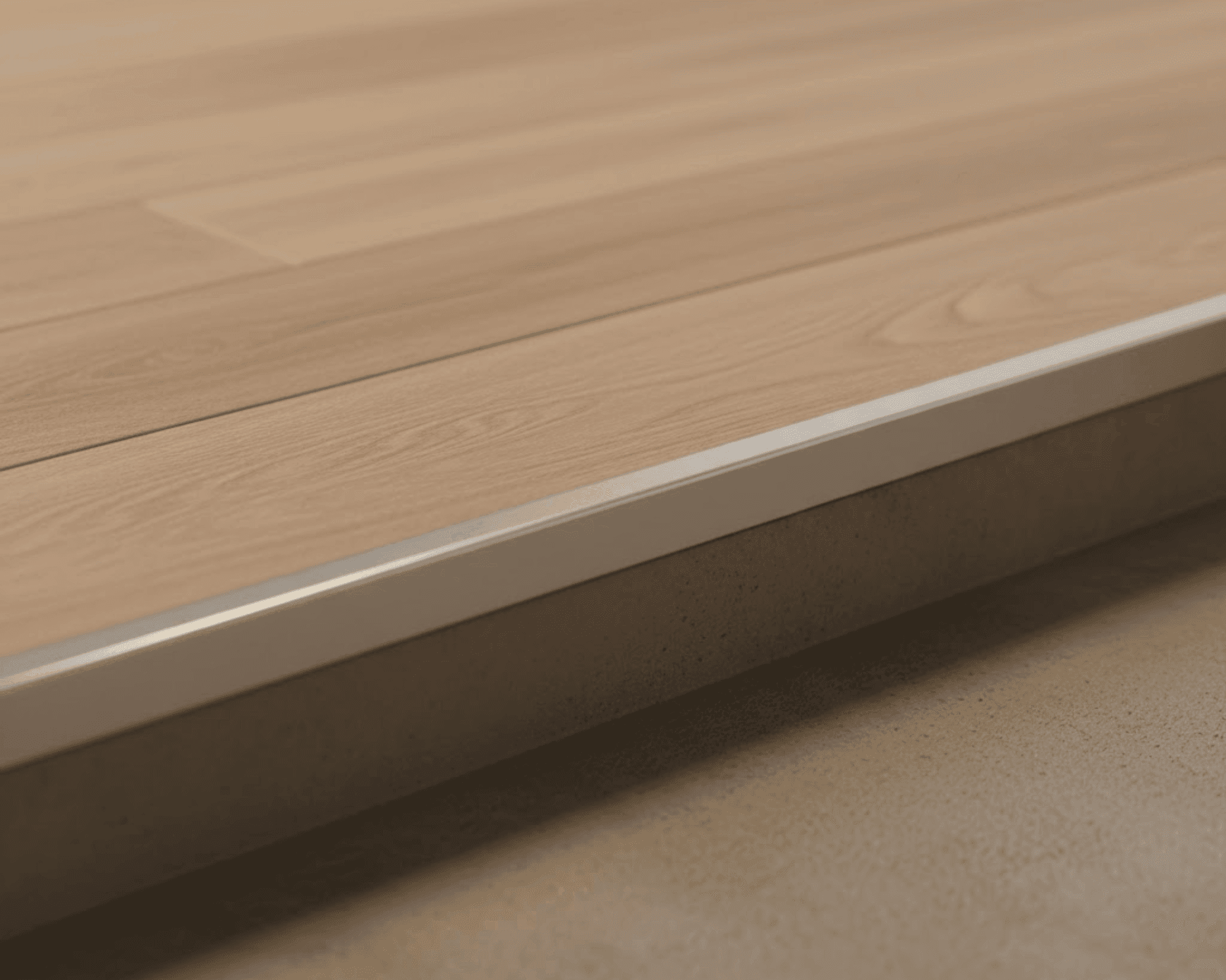 Finished flooring transition detail in garage conversion